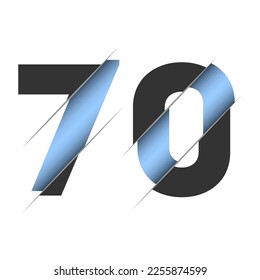 70 number cut design for decorative design. 3d art wallpaper. Vintage vector ornament template.
