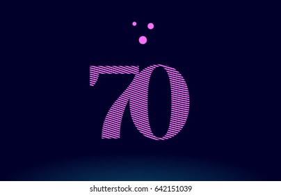 70 number digit logo pink line stripes magenta purple blue font creative text dots company vector icon design