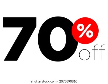 70%. number seventy percent off. modern font to use as a tag in digital marketing promotions and discounts. eps10