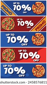70 OFF, 5 Rabatt-Coupon für den Kauf von Pizza, Blau und Rot.