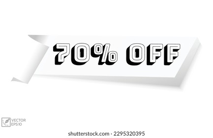 70% off banner design. 70% off icon. Flat style vector illustration.