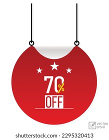 70 % Rabatt auf Bannerdesign. 70 % Rabatt auf das Symbol. Flache Vektorgrafik.