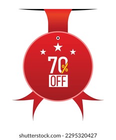 70% off banner design. 70% off icon. Flat style vector illustration.
