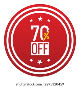 70% off banner design. 70% off icon. Flat style vector illustration.