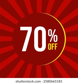 70% off banner, limited time offer - Red background with 70% off discount tag. seventy percent off.