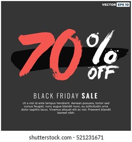 70% OFF Black Friday Sale (Promotional Poster Design Vector Illustration) With Text Box Template