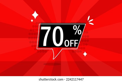 70% off Bonus balloon with 70 percent off. Red banner with floating balloon for promotions and offers