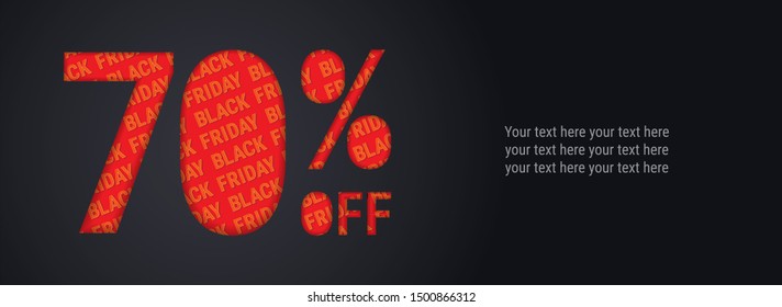 70% off discount promotion black friday sale. Poster, banner, ads. Paper cut with sale pattern. For your unique selling poster, banner promotion offer percent discount ads - Powered by Shutterstock - Get 15% off with code: PIKWIZARD15