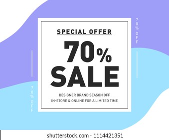 70% OFF Discount Special Offer Campaign. Creative Design Template for Newsletter, Banner, Coupon, Flyer. Vector Set of Pastel Colors Sale Stickers. Promo Discount Holiday Sale offer.