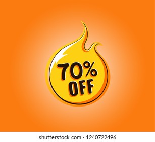 70% OFF Discount Sticker. Sale, Vector Illustration. Discount Offer Price Label, Vector Price Discount Symbol.