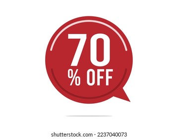 70% off discount vector. Offer balloon and price reduction for promotion and sale of stock. Red design on white background
