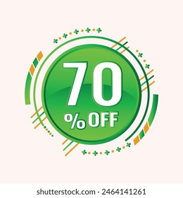70% off. Discount vector for sales, labels, promotions, offers, stickers, banners, tags and web stickers.