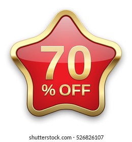 70% off golden badge, vector 