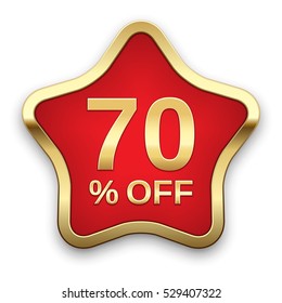 70% off golden badge, vector 