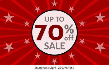 Up to 70% Off, red banner with discount for mega sales