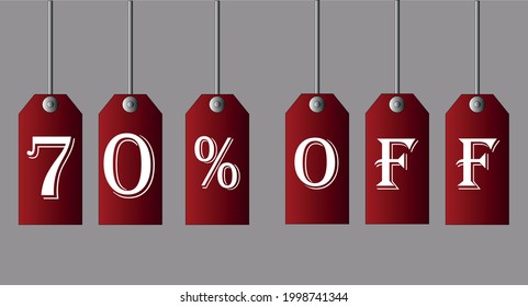 70% de descuento en cupones rojos para ofertas especiales de descuento.