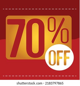 70% off. red and orange banner with floating balloon for promotions and offers
