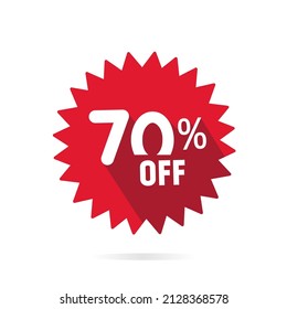 70% de calcomanía roja. plantilla de diseño de banners, etiquetas de descuento, ilustración vectorial.