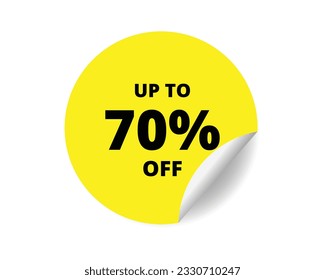 70% off round sticker sign. 70% off circle sticker banner, badge symbol vector illustration