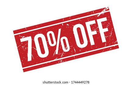 70% Off Rubber Stamp. Red 70% Off Rubber Grunge Stamp Seal Vector Illustration - Vector