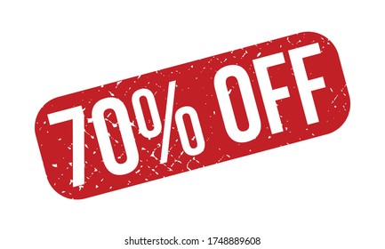 70% Off Rubber Stamp. Red 70% Off Rubber Grunge Stamp Seal Vector Illustration - Vector