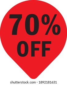 70% off sale badge on white background