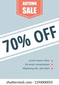 Up to 70% off Sale. Big Blue Sale banner. Autumn sale. Vector illustration