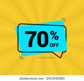 70% OFF sale. Coupon of Discount Price. Discount promotion. Banner for seventy percent off offers. Yellow and blue Design Template Concept. Vector illustration.