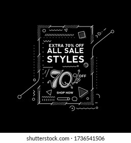 70% OFF Sale Discount Banner. Discount offer price tag. Vector Modern Sticker Illustration.