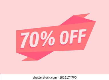 70% OFF Sale Discount Banner. Discount offer price tag. 70% OFF Special offer