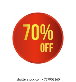 70% OFF Sale Discount Banner. Discount offer price tag. Special offer sale red label. Vector Modern Sticker Illustration. Isolated Background.shop icon discount
