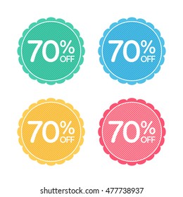 70% off. Sale and discount price badge sticker. Concept Shopping.