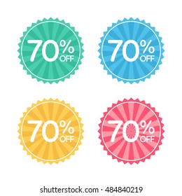 70% off. Sale and discount price badge sticker. Concept Shopping.