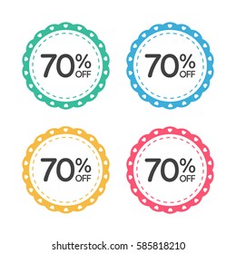 70% off. Sale and discount price badge sticker.