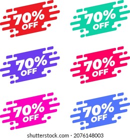 70% Off Sale Discount Tag, Sticker, Label, Sign, Price Tag With 70% Off. Special Offer Promo Design Element.