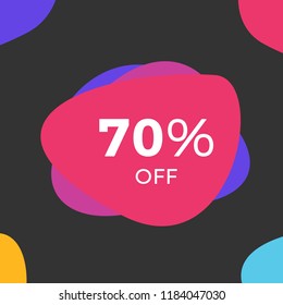 70% Off Sale Inscription Design Banner with Abstract Modern Background. Discount Sticker. Vector illustration

