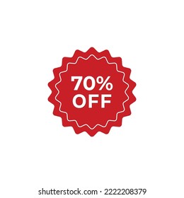 70% off sale label symbol promotion flat icon, Sale tag vector badge template, clearance sale sticker emblem, bargain sale red sign modern design isolated on white background