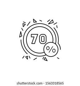 70% off, sale, sticker icon. Simple line, outline vector of black friday icons for ui and ux, website or mobile application