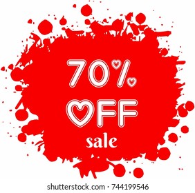 70% off sale vector vintage banner on splashed red background