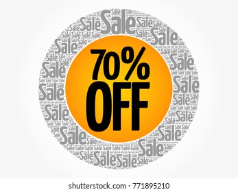 70% OFF Sale words cloud, business concept background