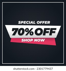 70% Off. special offer, super discount
70% discount banner for promotion and offers