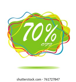 70% OFF sticker sale,label, banner,web promotion. with geometric for sale, shopping, market, business theme. Design elements for flyer, poster. Vector Illustration