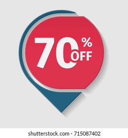 70% off vector badge.