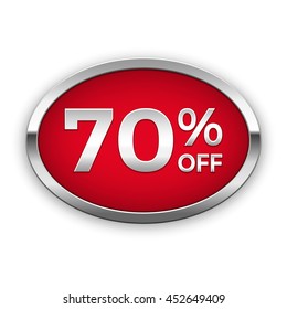 70% off vector badge, silver