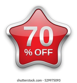 70% off vector badge, silver star