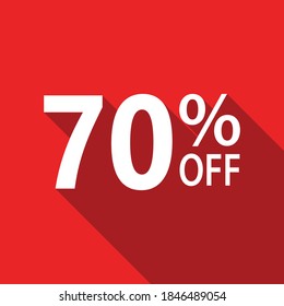 70% off white text on red background