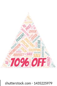 70% Off word cloud. Wordcloud made with text only.