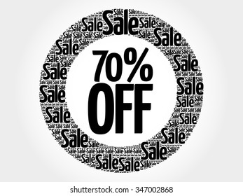 70% OFF words cloud, business concept background