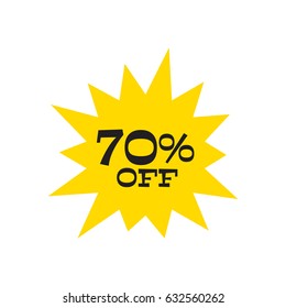 70% off yellow flash vector