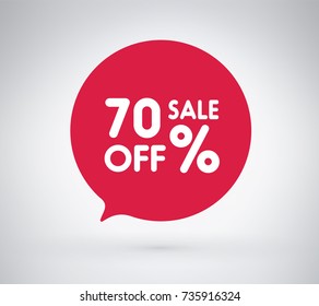 70% offer label sticker, sale discount price tag. Vector illustration tag, label design with stylish red color for your trendy design discount campaign promotion with several occasion season sale.
